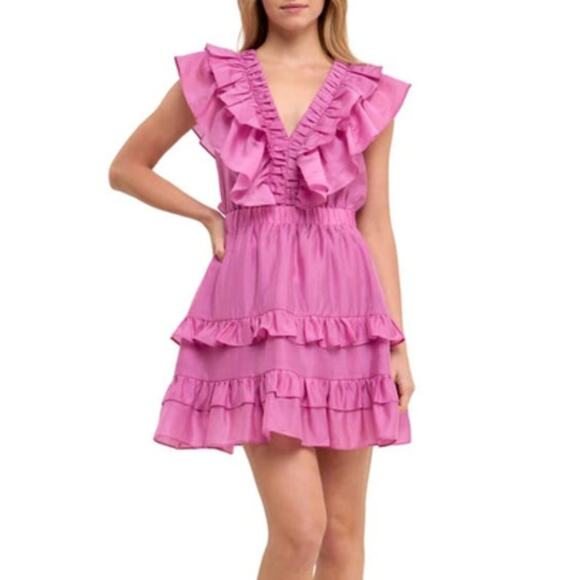 Endless Rose Purple Lilac Ruffle Mini Dress - Picture 1 of 10